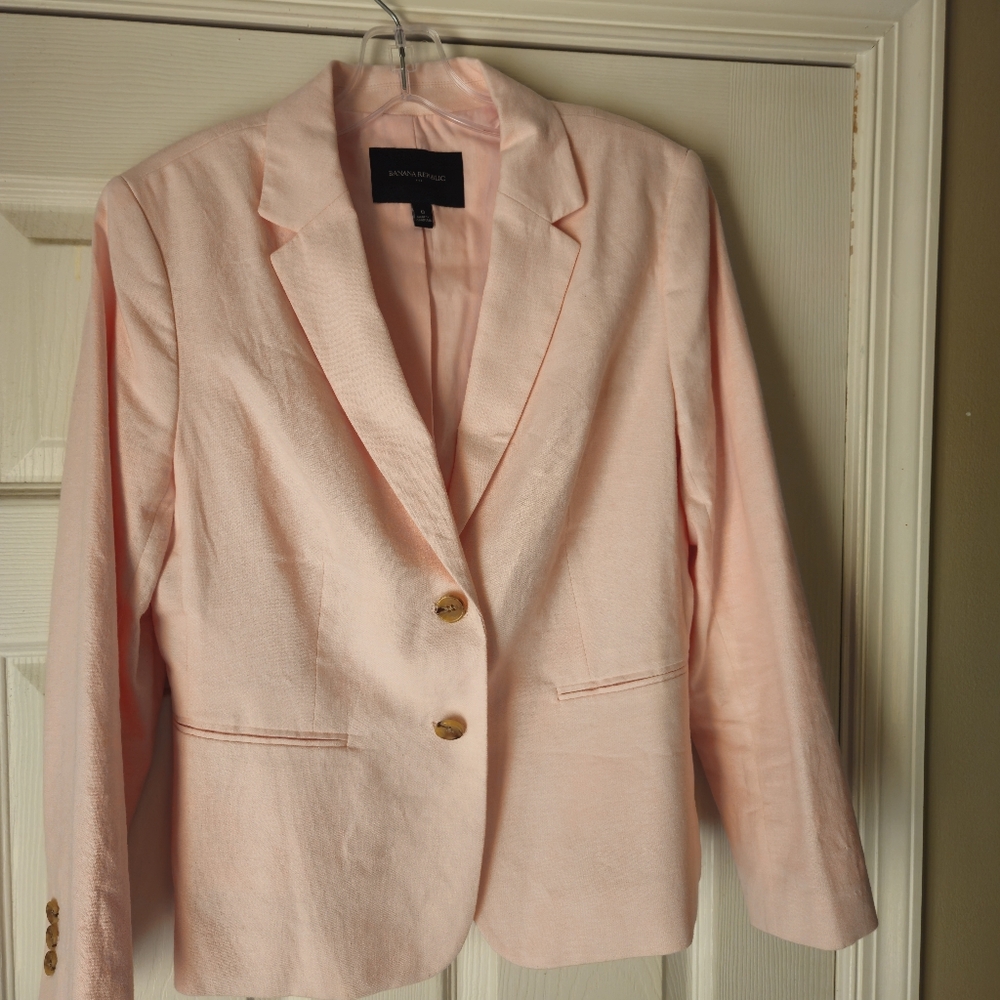 Banana Republic Factory Stretch Linen Blazer Size 8